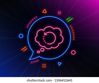 Recovery info line icon. Neon laser lights. Backup data sign. Restore information symbol. Glow laser speech bubble. Neon lights chat bubble. Banner badge with recovery data icon. Vector
