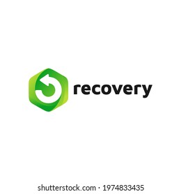 recovery logo design symbol, with circular arrow, 3d modern style design, vector illustration