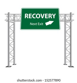 Recovery Next Exit Highway Sign On White Background