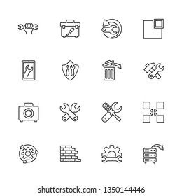 Recovery, Restoration outline icons set - Black symbol on white background. Recovery, Restoration Simple Illustration Symbol - lined simplicity Sign. Flat Vector thin line Icon - editable stroke