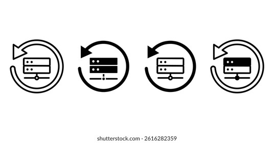 Recovery Server Icon Set Black and White Circular Refresh Symbols Vector Design