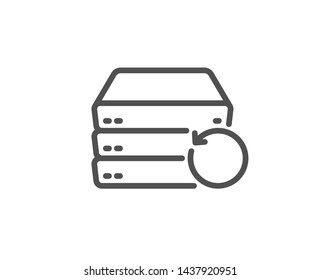 Recovery server line icon. Backup data sign. Restore information symbol. Quality design element. Linear style recovery server icon. Editable stroke. Vector