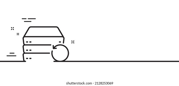 Icono de línea de servidor de recuperación. Firma de datos de copia de seguridad. Restaurar símbolo de información. Fondo mínimo de la ilustración de línea. Banner de patrón de icono de línea de servidor de recuperación. Concepto de plantilla web blanca. Vector