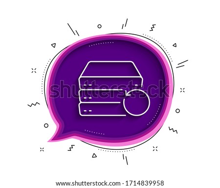 Recovery server line icon. Chat bubble with shadow. Backup data sign. Restore information symbol. Thin line recovery server icon. Vector