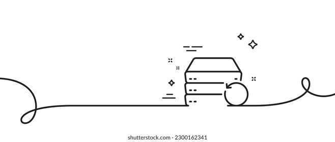 Recovery server line icon. Continuous one line with curl. Backup data sign. Restore information symbol. Recovery server single outline ribbon. Loop curve pattern. Vector