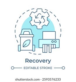 Recovery soft blue concept icon. Collection and recycling of used materials. Circular economy element. Round shape line illustration. Abstract idea. Graphic design. Easy to use in infographic