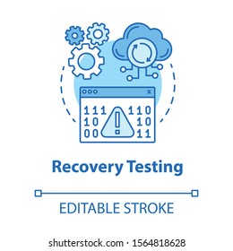 Recovery testing turquoise concept icon. Software development idea thin line illustration. Crash test. Program workflow, app perfomance. IT project. Vector isolated outline drawing. Editable stroke