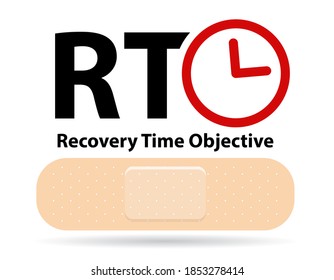 recovery time objective concept, adhesive bandage, vector illustration