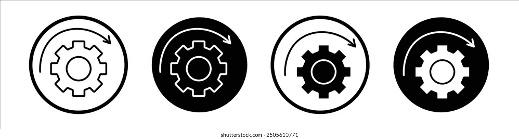 Recovery vector icon set black filled and outlined style.