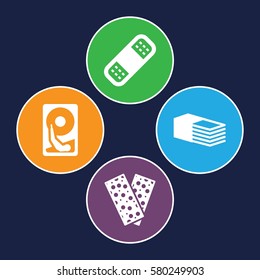 recovery vector icons. Set of 4 recovery filled icons such as bandage