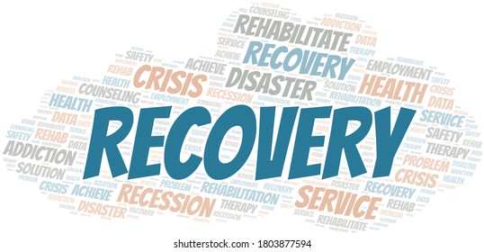 Recovery vector word cloud, made with text only.