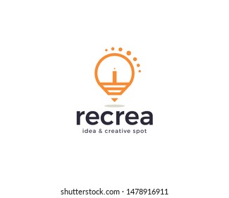 Recreate creative logo design. Modern Tech Bulb logo designs concept, Creative Idea logo design. Idea think bulb creative logo vector icon