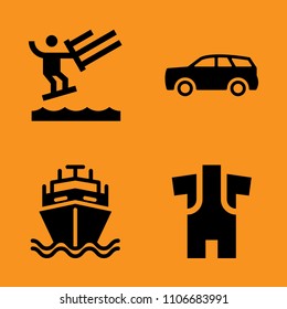 recreation, beach, auto and icon icons set. Vector illustration for web and design