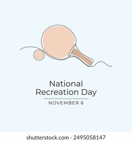 Recreation Day vector design template good for celebration usage. Recreation Day design. Continuous line drawing. eps 10.