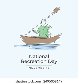 Recreation Day vector design template good for celebration usage. Recreation Day design. Continuous line drawing. eps 10.