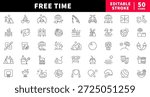 Recreation editable line icons set. free time and leisure symbols