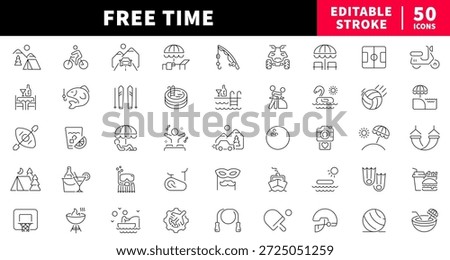 Recreation editable line icons set. free time and leisure symbols