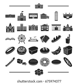 recreation, entertainment, production and other web icon in black style.object, office, construction, icons in set collection.