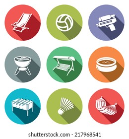 Recreation flat icon set