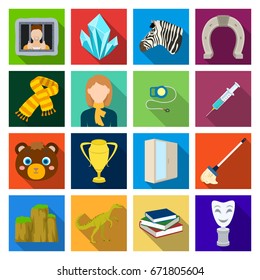 recreation, hygiene, entertainment and other web icon in flat style.history, education, medicine icons in set collection.