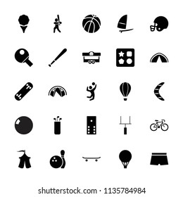 Recreation icon. collection of 25 recreation filled icons such as from toy for beach, basketball, domino, golf, tent. editable recreation icons for web and mobile.