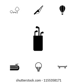 Recreation icon. collection of 7 recreation filled and outline icons such as fishing rod, golf putter, skating, air balloon. editable recreation icons for web and mobile.