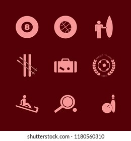 recreation icon. recreation vector icons set basketball ball, ping pong, billiard ball and football game