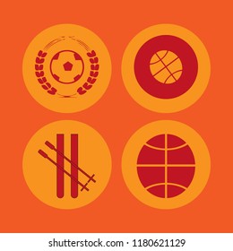 recreation icon. recreation vector icons set football game, basketball ball and skiing