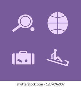 recreation icon. recreation vector icons set ping pong, basketball ball, suitcase and man riding sleigh