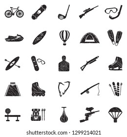 Recreation Icons. Black Scribble Design. Vector Illustration.