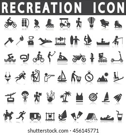 Recreation icons on a white background with a shadow