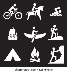 Recreation icons set. White on a black background