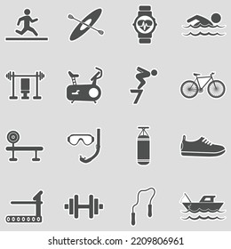 Recreation Icons. Sticker Design. Vector Illustration.