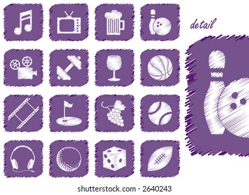 Recreation Icons and Symbols with scribbled texture