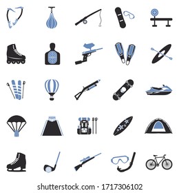 Recreation Icons. Two Tone Flat Design. Vector Illustration.