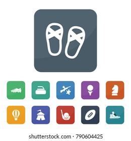 Recreation icons. vector collection filled recreation icons such as horse chess, circus, paintball, hot air balloon, golf ball, stone for curling, sneakers, golf