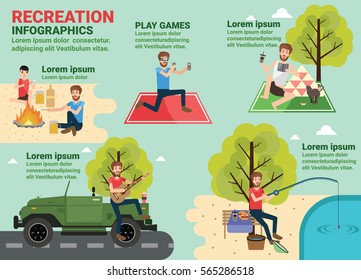 Recreation info graphics. Weekend. Style flat, vector, illustration, cartoons.