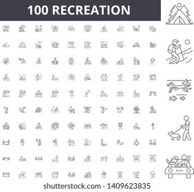 Recreation line icons, signs, vector set, outline illustration concept 