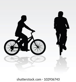 recreation on bike vector silhouette art illustration on white