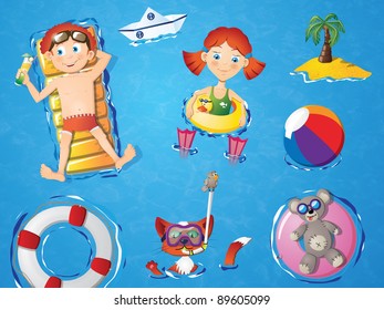 Recreation on the water. Set.