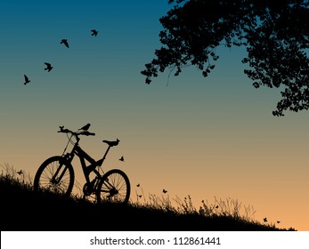 Recreation outside the city by the river at sunset