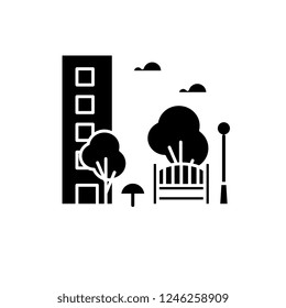 Recreation park black icon, vector sign on isolated background. Recreation park concept symbol, illustration 