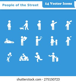 Recreation, People on the Street Vector Icons