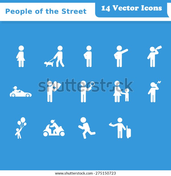 Recreation, People on\
the Street Vector\
Icons
