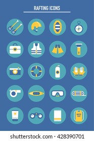 recreation rafting vector icons