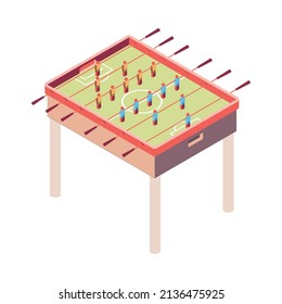 Recreation room isometric composition with isolated image of kicker table on blank background vector illustration