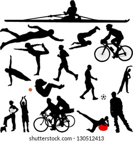 recreation sport silhouettes - vector