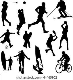 recreation sport silhouettes - vector