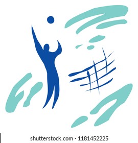 Recreation, sports, activity. Beach volleyball. Pictogram.
