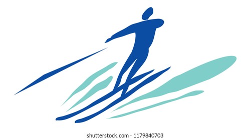 Recreation, sports, activity. Man on water skiing. Pictogram.